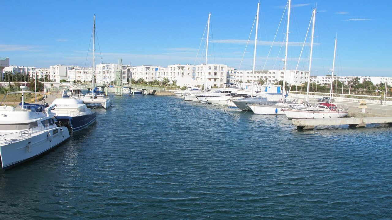 The calm marina at Yasmine Hammamet, a base for adults-only hotels
