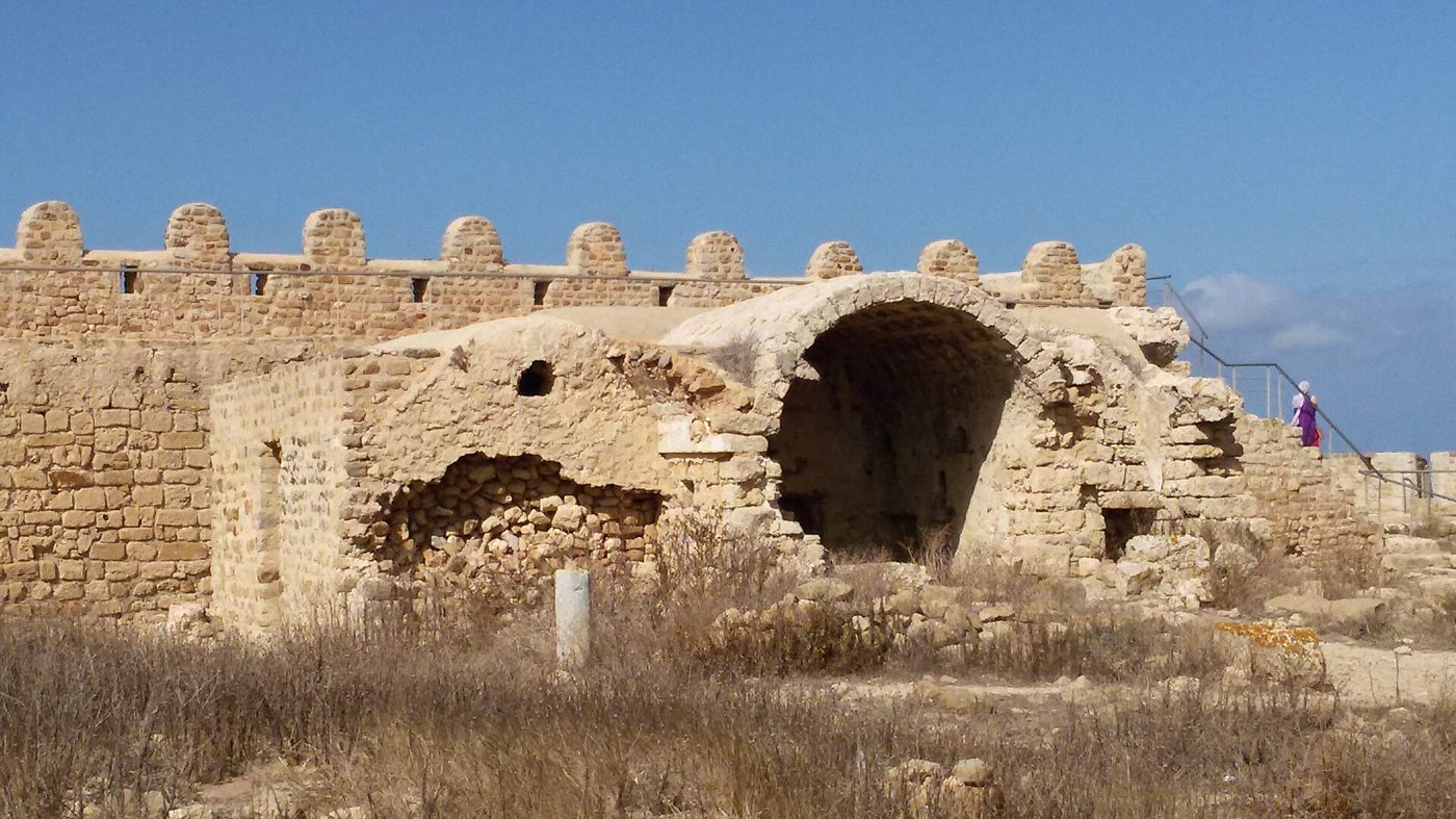 The hilltop fort at Kelibia on the Cap Bon peninsula, overlooking the Mediterranean coast north of Hammamet