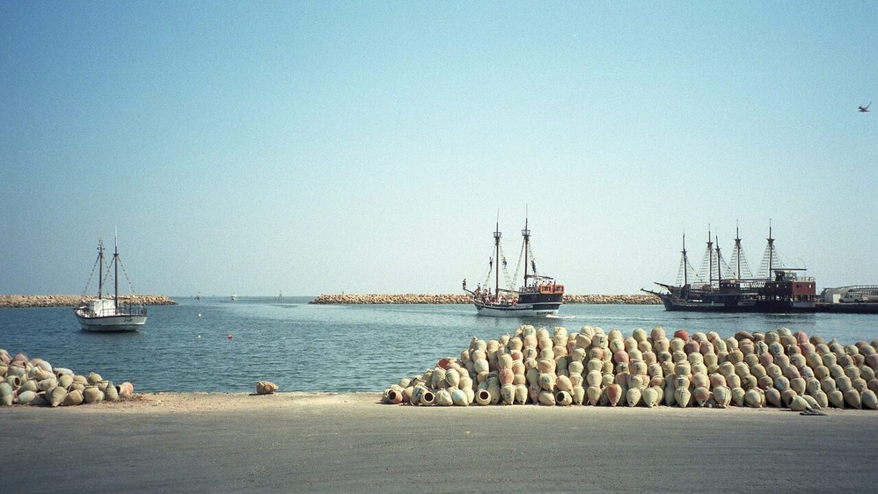 Galleon-style pirate ship used for the Flamingo Island boat trip off Djerba