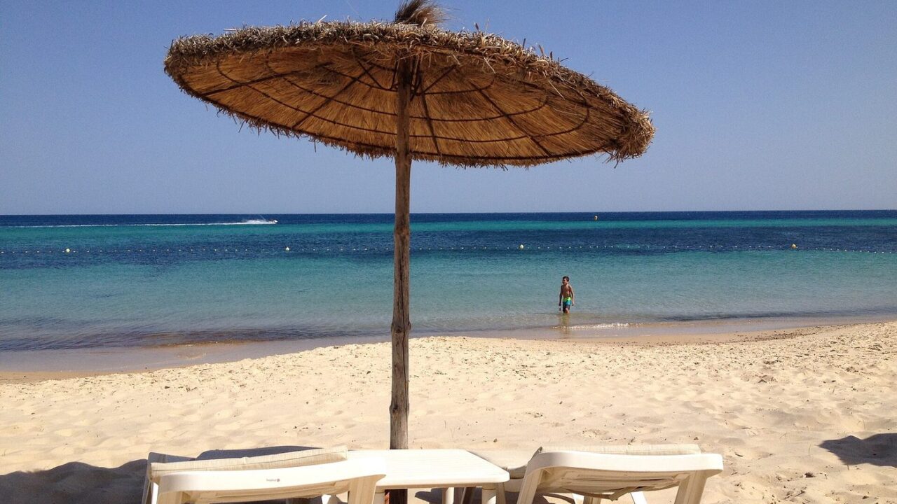 A summer's day on the sandy beach at Hammamet