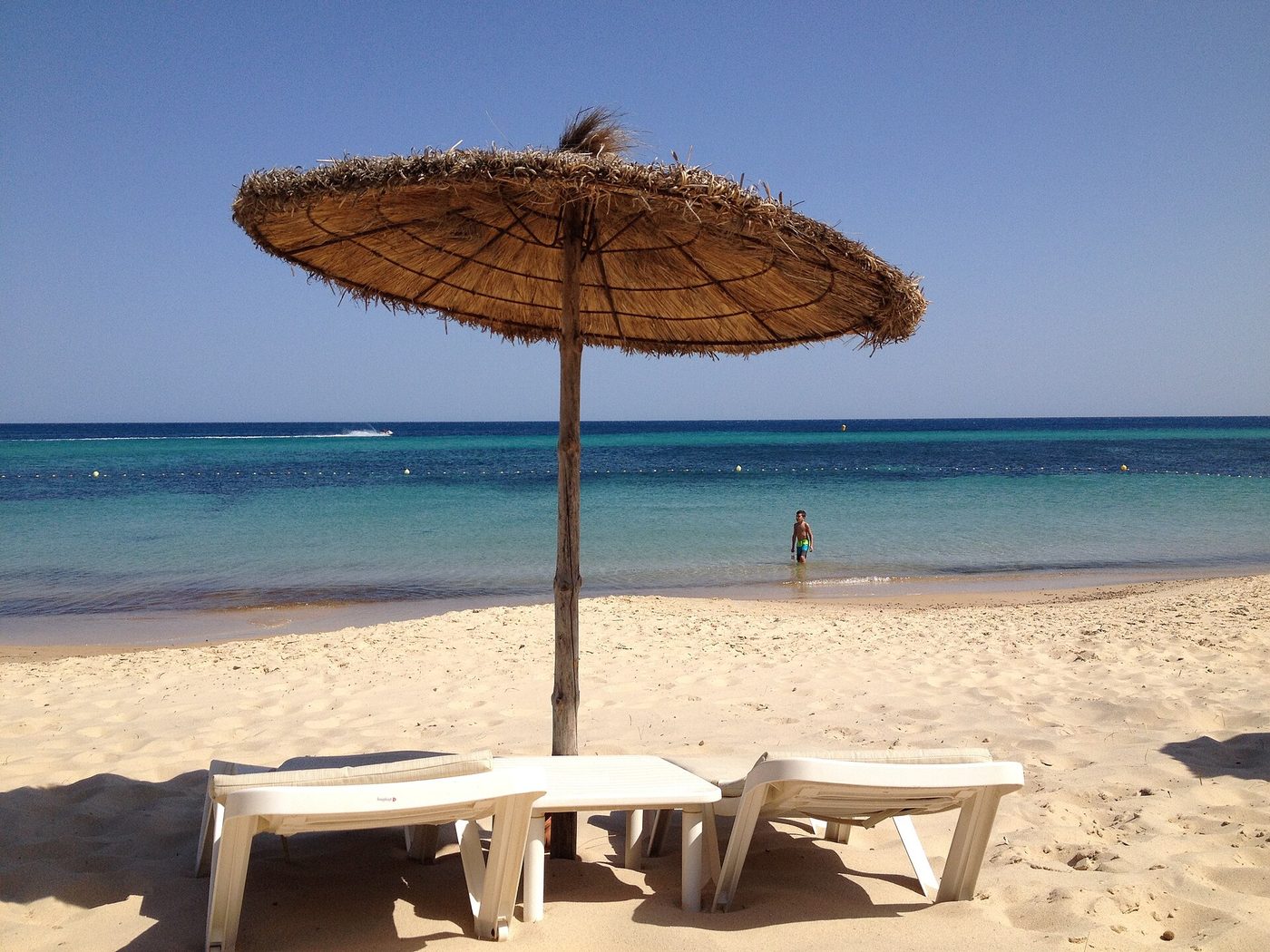 A summer's day on the sandy beach at Hammamet