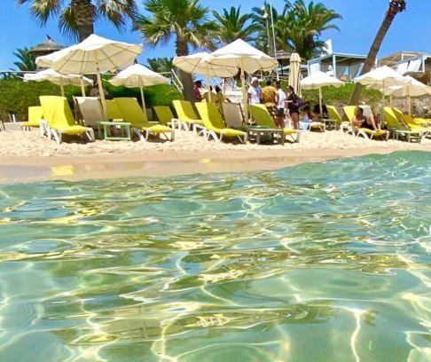The long sandy beach north of Hammamet towards Mrezga and Nabeul