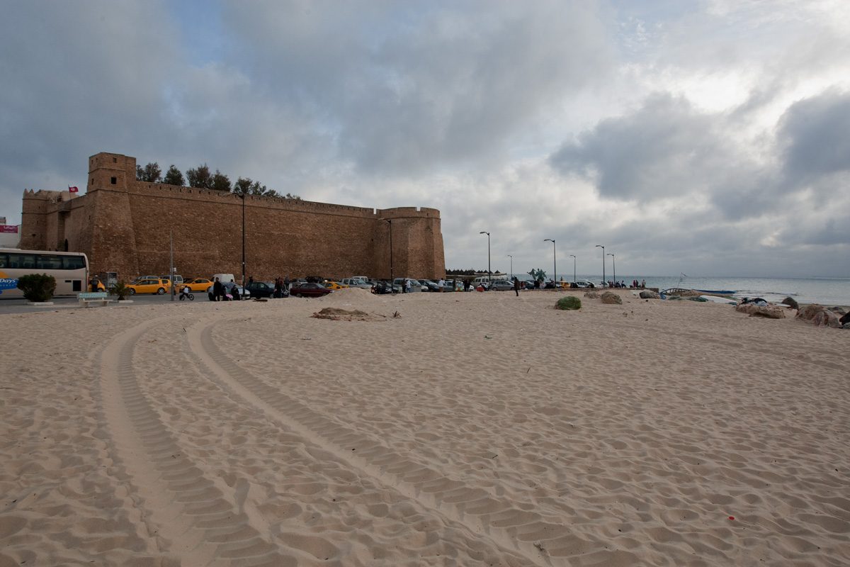 Hammamet's kasbah fortress on the edge of the medina, above the town beach
