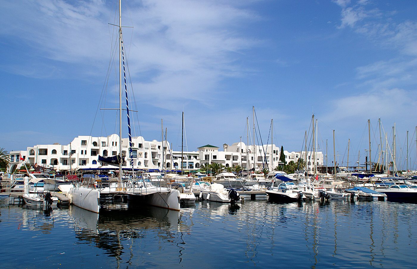 The yacht-lined marina at Port El Kantaoui near Sousse, a calm resort base on the Sousse coast of Tunisia