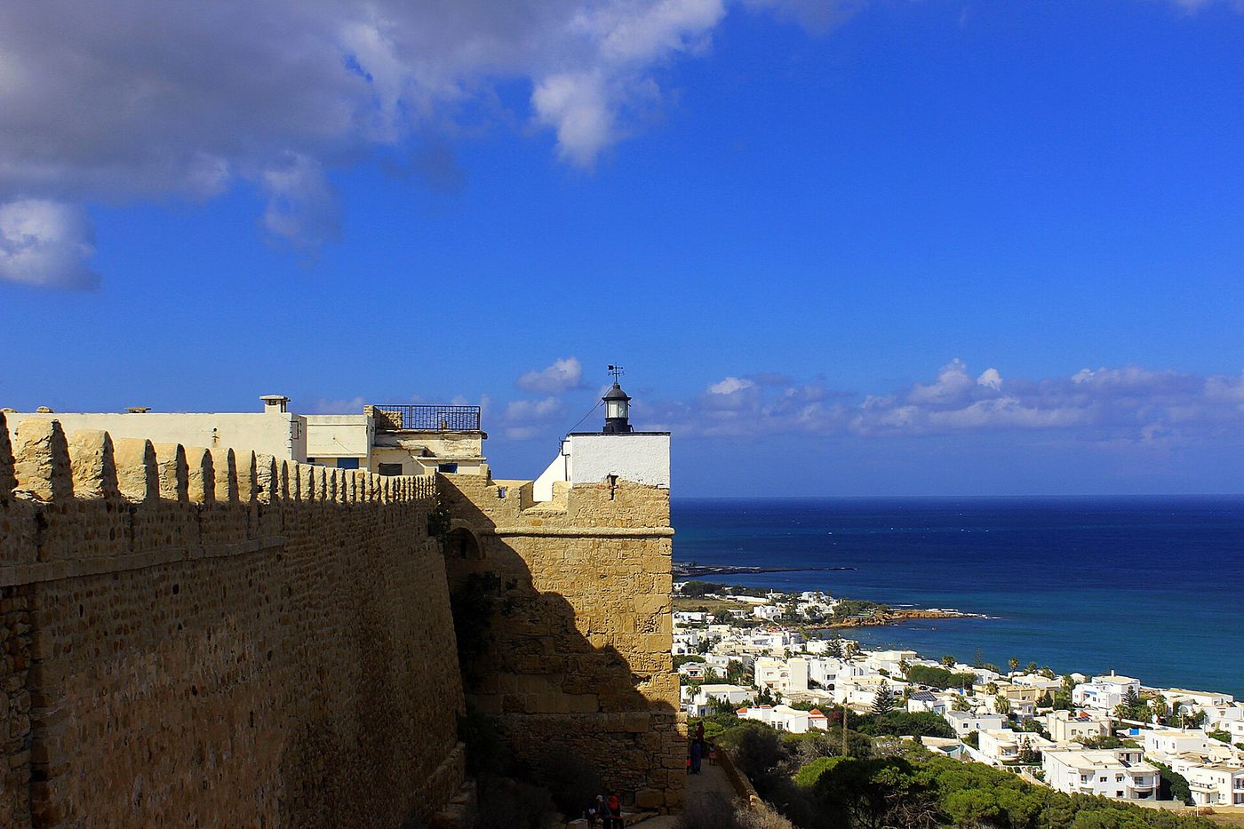 The coastline and town of Kelibia on the Cap Bon peninsula, Tunisia