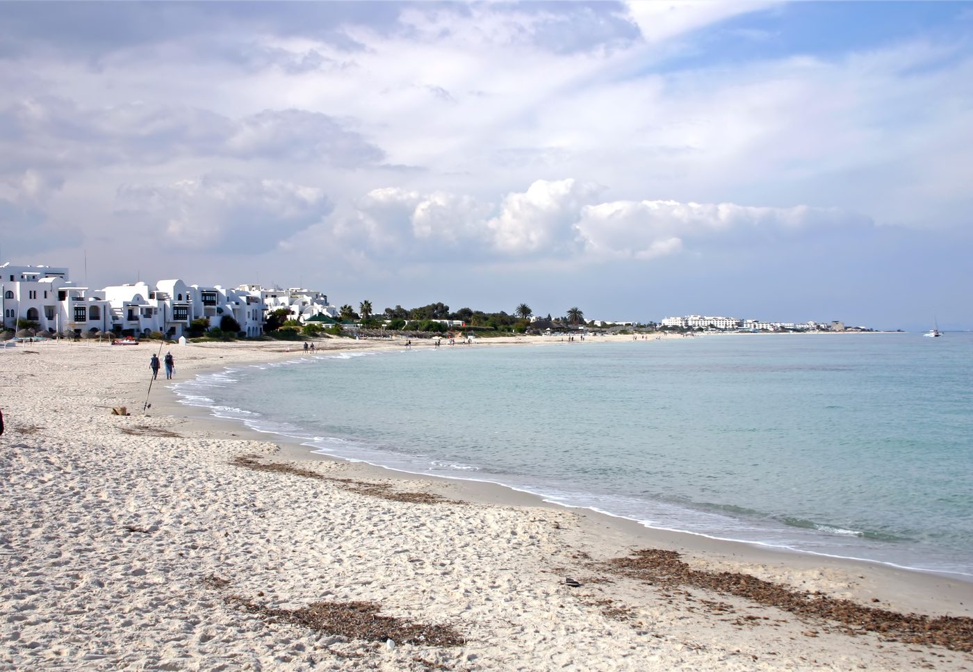A quiet sandy Sousse beach at the northern end near Chott Meriem