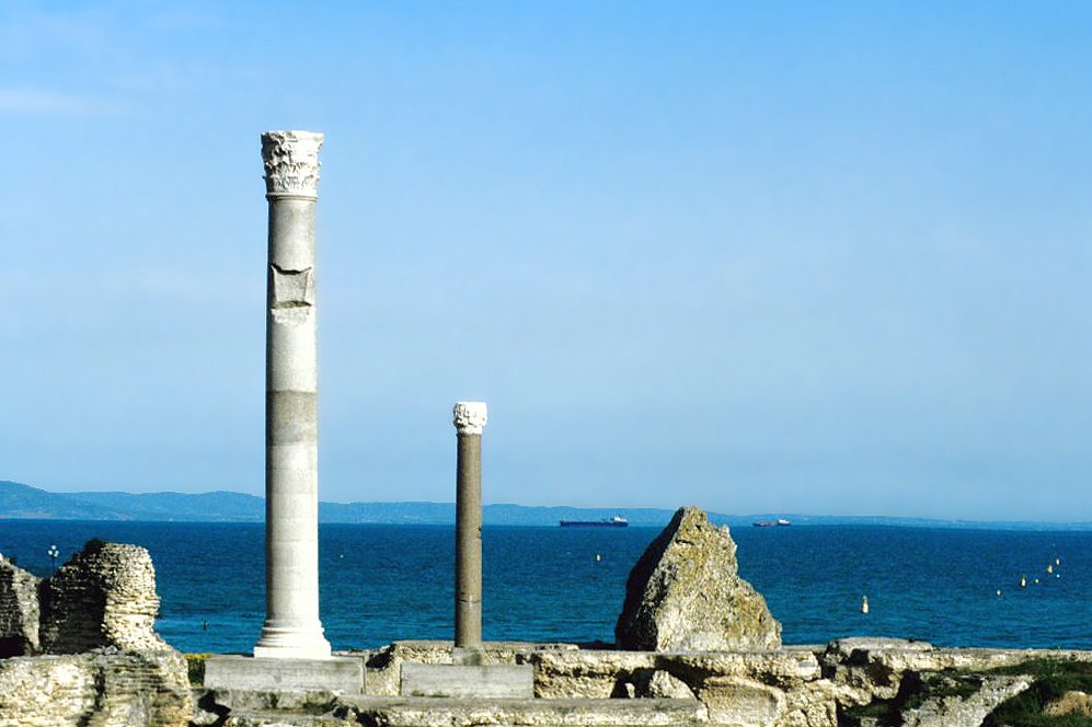 The Antonine Baths at Carthage above the Gulf of Tunis, an easy day-two stop by TGM