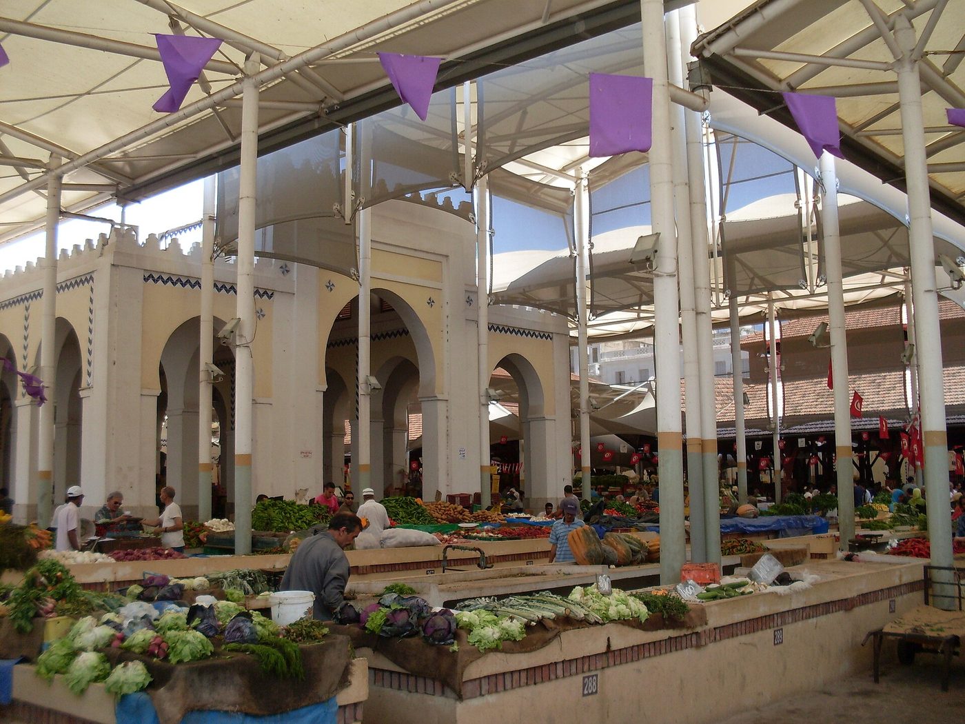 Produce and stalls at the Marche Central covered market in central Tunis