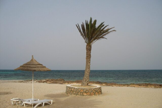 A quiet winter beach on the island of Djerba, Tunisia
