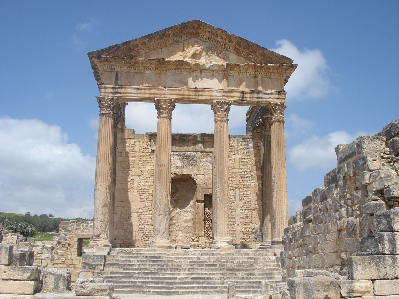 The Capitol of the Roman city of Dougga in northern Tunisia