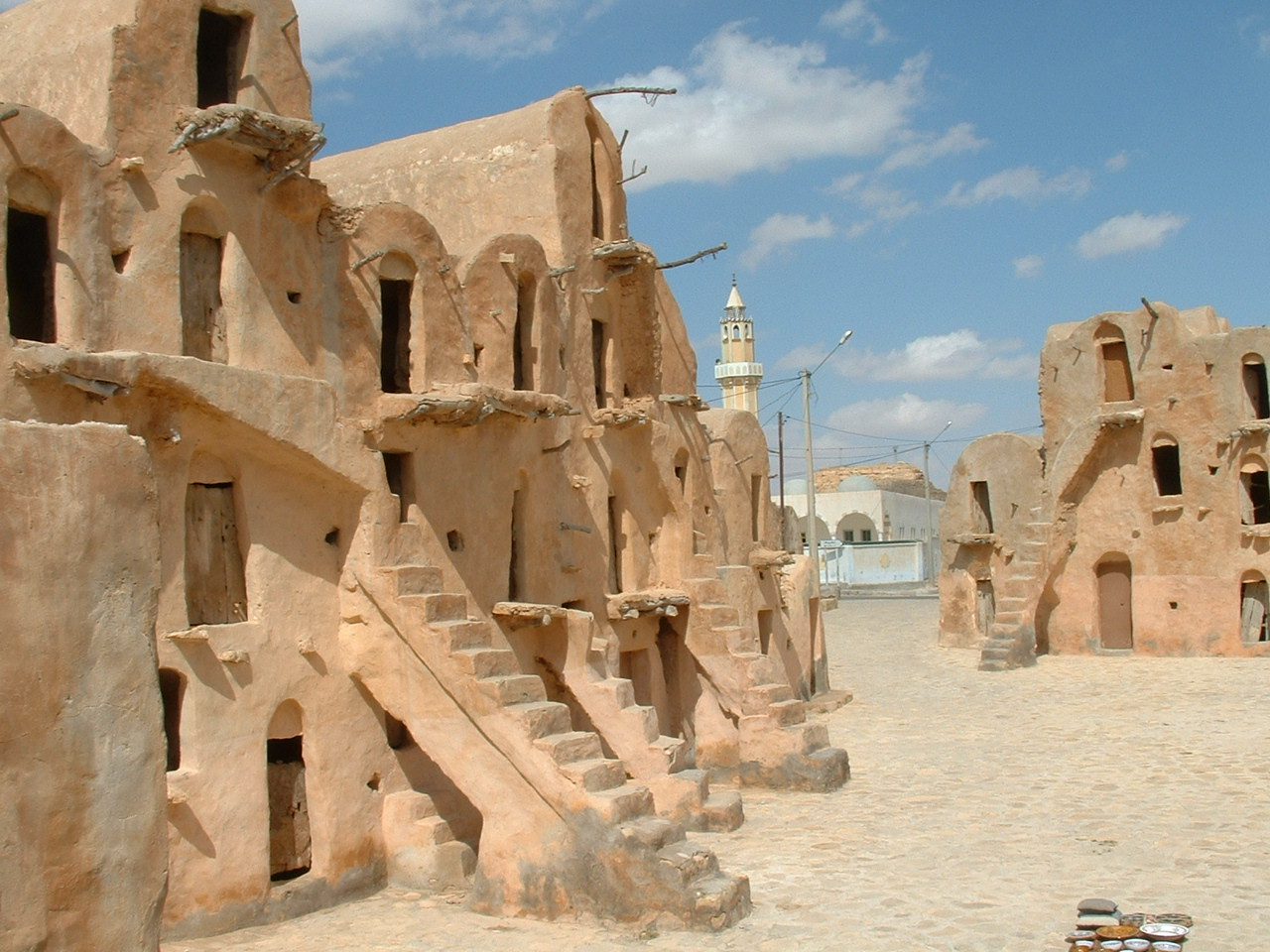 The stacked ghorfa granary chambers of Ksar Ouled Soltane in southern Tunisia
