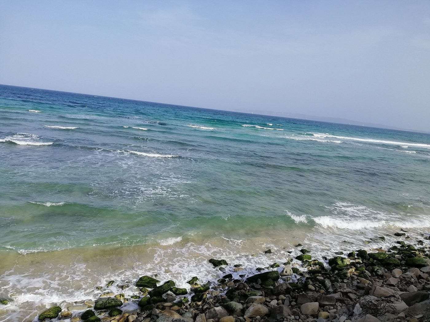 The rocky corniche shoreline north of Bizerte's old town