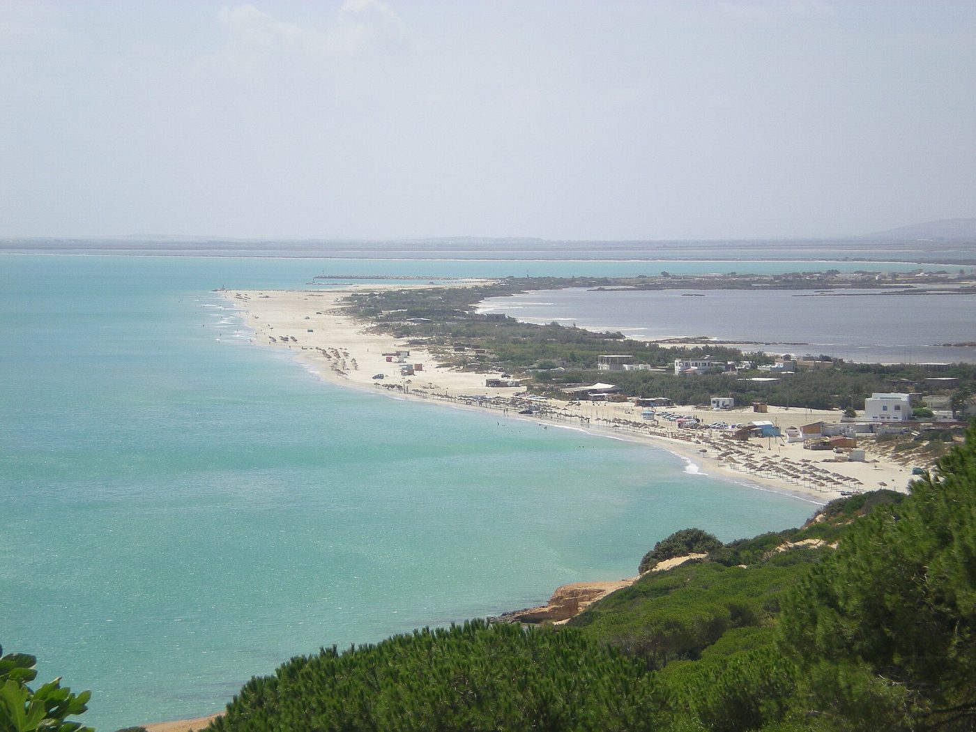 The sand spit and lagoon at Sidi Ali El Mekki beach near Ghar el Melh
