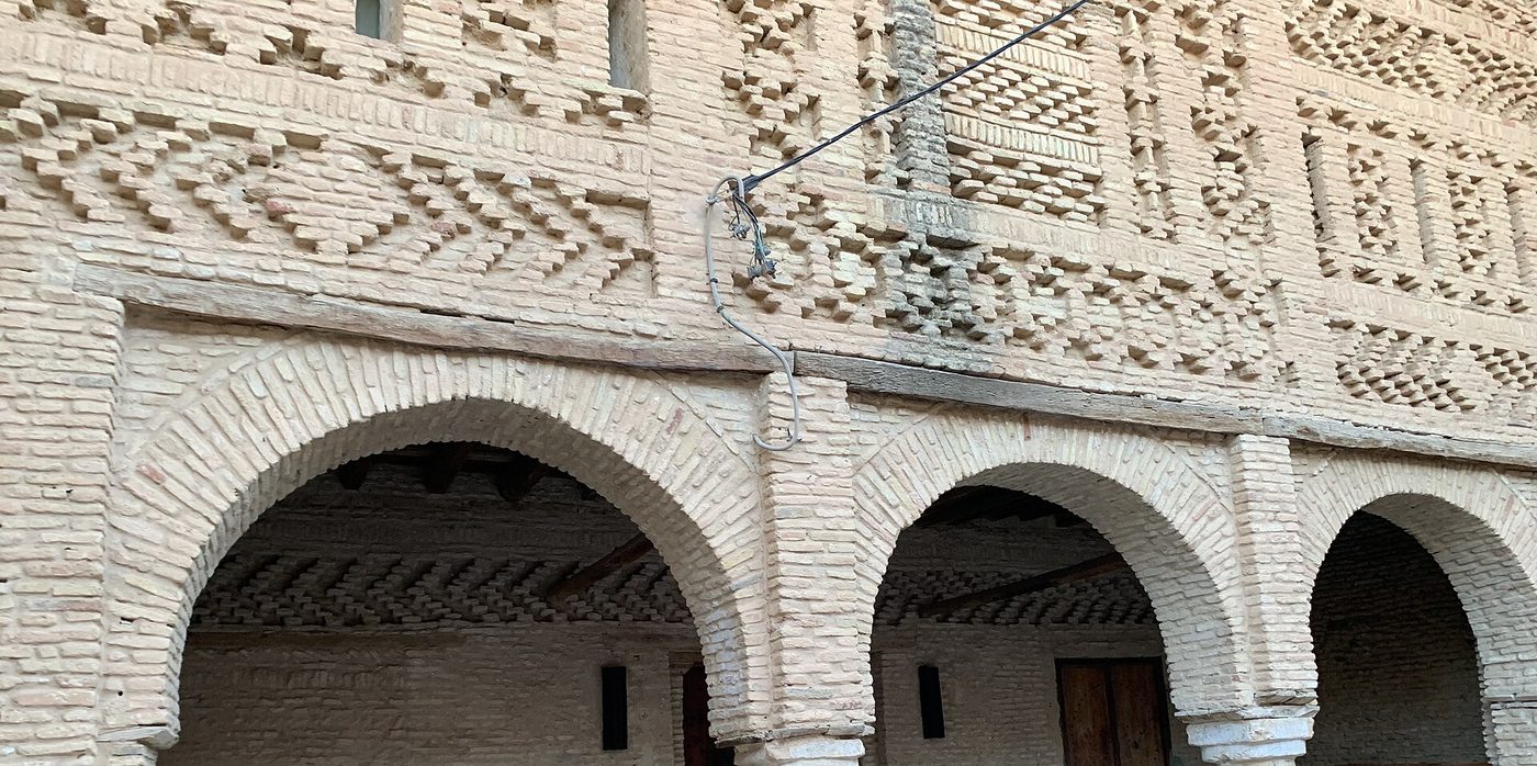 Patterned brick facades in the Ouled el Hadef quarter of Tozeur, Tunisia