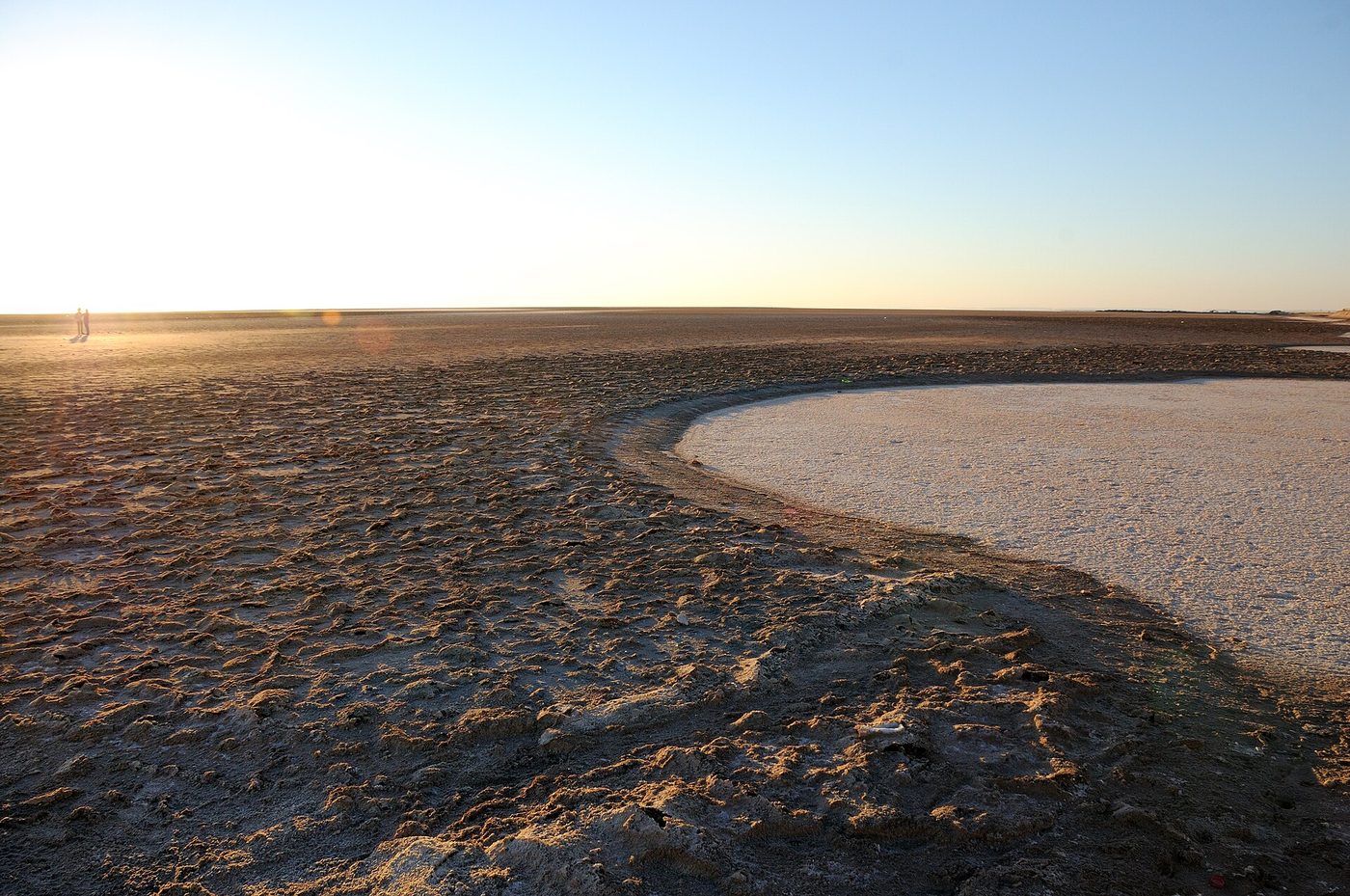 Sunset over the salt pan at Chott el Jerid, Tunisia