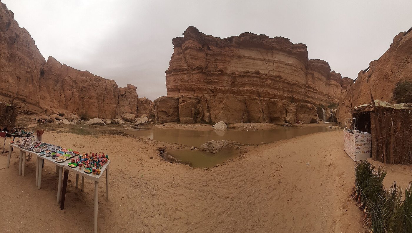 The canyon and pool at Tamerza, the largest of Tunisia's mountain oases